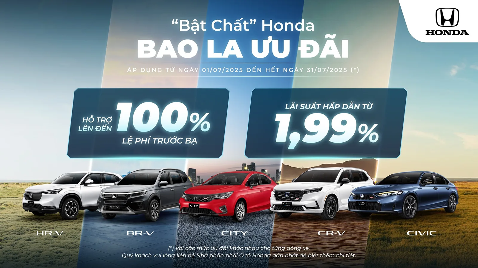 Ưu đãi mua xe ô tô Honda mới tháng 07/2025: 