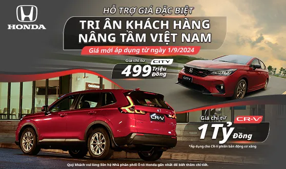 Honda Việt Nam công bố giá bán lẻ đề xuất mới cho Honda City, Honda CR-V Và Chương trình khuyến mãi tháng 9