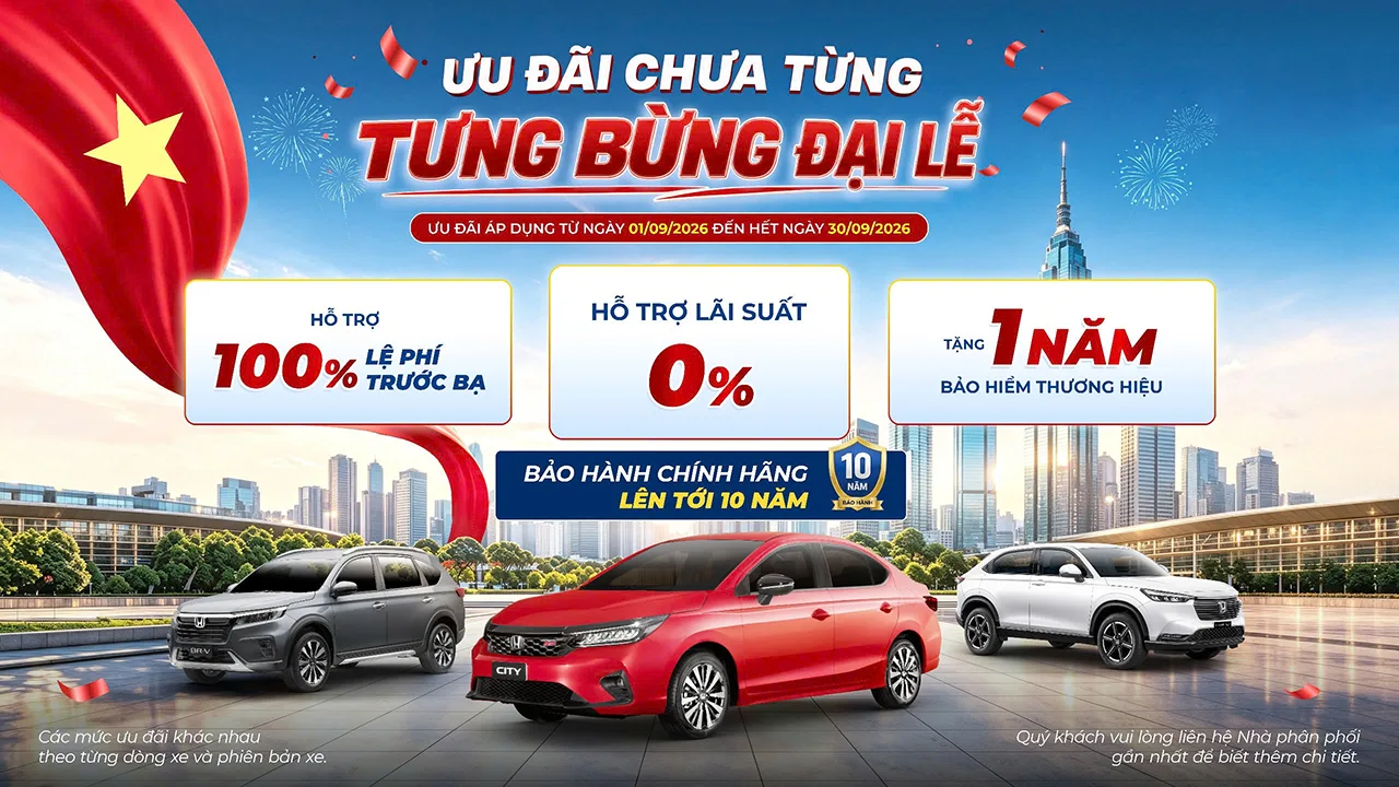 Chương trình tháng 09/2026: ƯU ĐÃI CHƯA TỪNG - TƯNG BỪNG ĐẠI LỄ