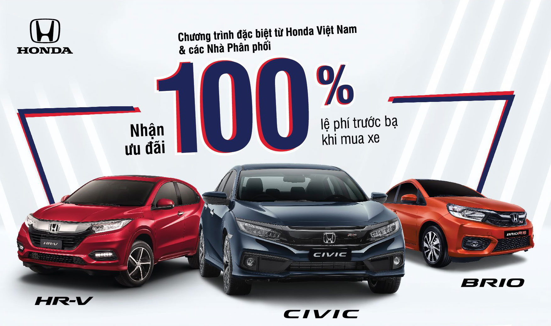 Hỗ trợ 100% lệ phí trước bạ cho khách hàng mua xe Honda HR-V và Honda Civic